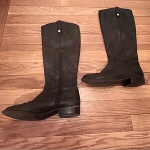 INC International Concepts Fawne Black Leather Knee-High Riding Boots Size 7